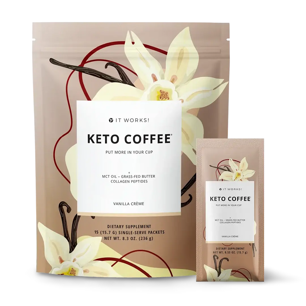 IT WORKS! Keto Coffee – Vanilla Crème | Instant Keto-Friendly Coffee Mix (15 Packets).