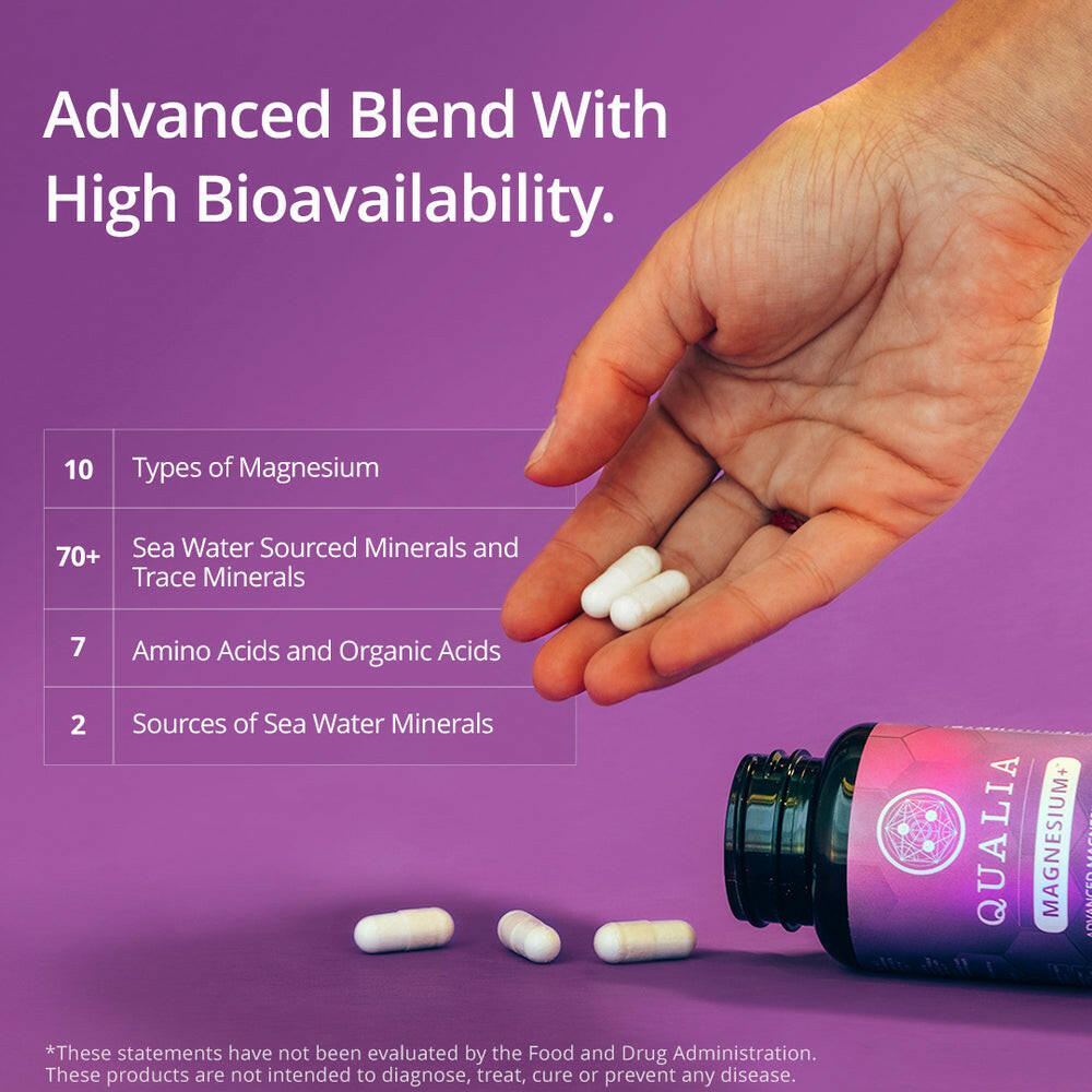 Qualia Magnesium+ | 10 Magnesium Forms with 70+ Trace Minerals for Energy, Sleep & Recovery.