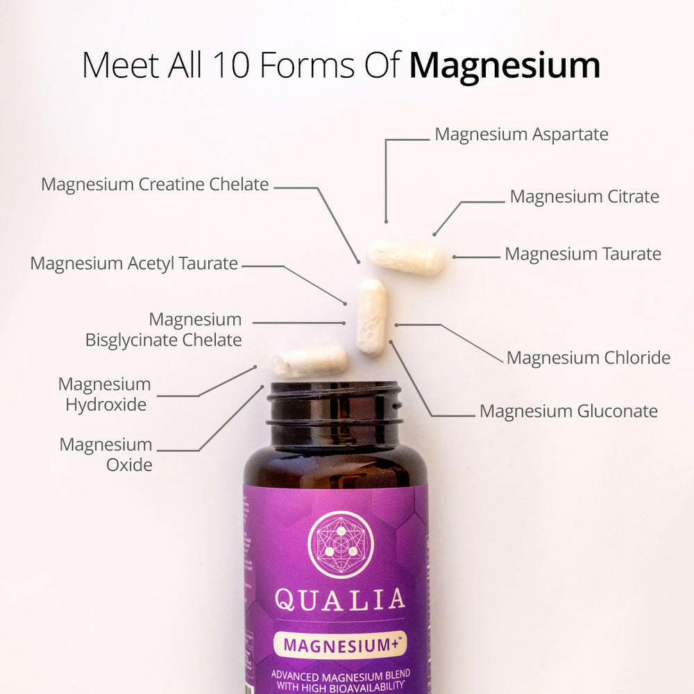 Qualia Magnesium+ | 10 Magnesium Forms with 70+ Trace Minerals for Energy, Sleep & Recovery.
