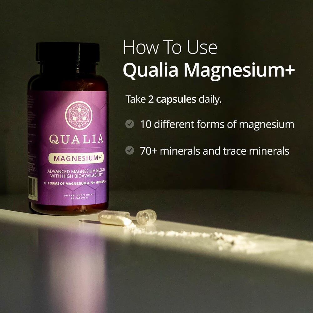 Qualia Magnesium+ | 10 Magnesium Forms with 70+ Trace Minerals for Energy, Sleep & Recovery.