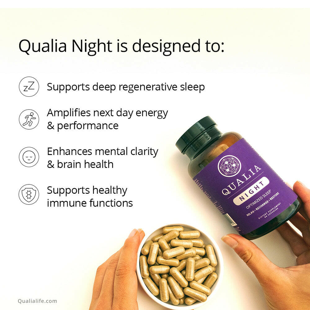 Qualia Night | Natural Support for Deep Restorative Sleep & Morning Energy.