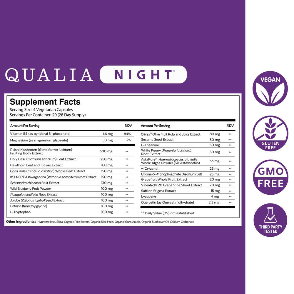 Qualia Night | Natural Support for Deep Restorative Sleep & Morning Energy.