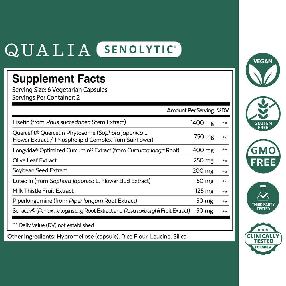 Qualia Senolytic – Two-Day Cellular Rejuvenation Regimen (12 Capsules).
