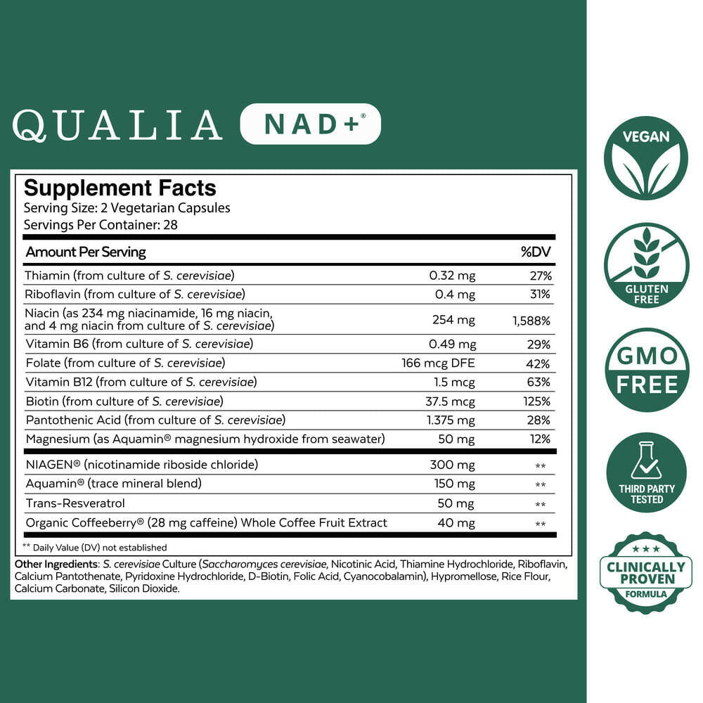Qualia NAD+ | Advanced Cellular Energy & Vitality Formula | 14 Premium Ingredients.